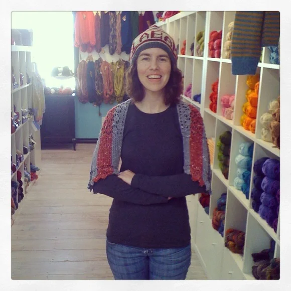 Stylish Red and Gray Alpaca Wool Blend Knit  Women's Shrug - Picture 4 of 10